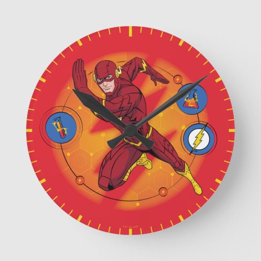 Cartoon Flash Laboratory Running Graphic Ronde Klok (Voorkant)