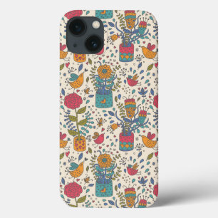 Cartoon floreel patroon met vogels 2 Case-Mate iPhone case