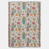 Cartoon floreel patroon met vogels 2 deken (Voorkant Verticaal)