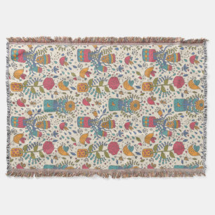 Cartoon floreel patroon met vogels 2 deken