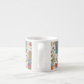 Cartoon floreel patroon met vogels 2 espresso kop (Achterkant)