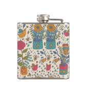 Cartoon floreel patroon met vogels 2 heupfles (Achterkant)