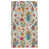 Cartoon floreel patroon met vogels 2 klein cadeauzakje (Achterkant)