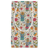 Cartoon floreel patroon met vogels 2 klein cadeauzakje (Voorkant)