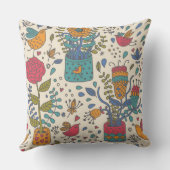 Cartoon floreel patroon met vogels 2 kussen (Achterkant)