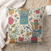 Cartoon floreel patroon met vogels 2 kussen (Deken)