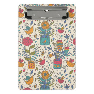 Cartoon floreel patroon met vogels 2 mini klembord