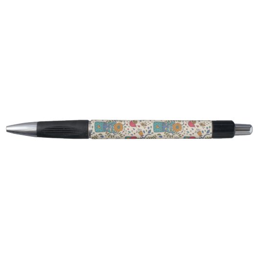 Cartoon floreel patroon met vogels 2 pen (Voorkant)