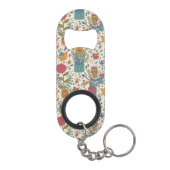 Cartoon floreel patroon met vogels 2 sleutelhanger flessenopener (Achterkant)