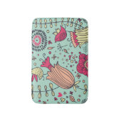 Cartoon floreel patroon met vogels badmat (Voorkant Verticaal)