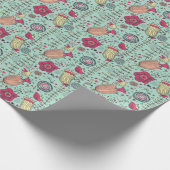 Cartoon floreel patroon met vogels cadeaupapier (Hoek)