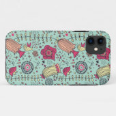 Cartoon floreel patroon met vogels Case-Mate iPhone case (Achterkant (horizontaal))
