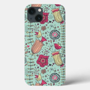 Cartoon floreel patroon met vogels Case-Mate iPhone case