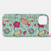 Cartoon floreel patroon met vogels Case-Mate iPhone case (Achterkant (horizontaal))