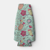 Cartoon floreel patroon met vogels flesjeskoeler (Voorkant)