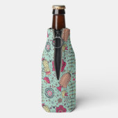 Cartoon floreel patroon met vogels flesjeskoeler (Fles Achterkant)