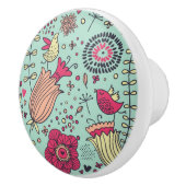 Cartoon floreel patroon met vogels keramische knop (Rechts)