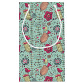 Cartoon floreel patroon met vogels klein cadeauzakje (Achterkant)