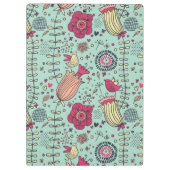 Cartoon floreel patroon met vogels klembord (Achterkant)