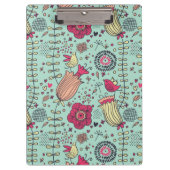 Cartoon floreel patroon met vogels klembord (Voorkant)