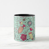 Cartoon floreel patroon met vogels mok (Midden)