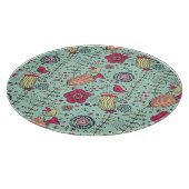 Cartoon floreel patroon met vogels snijplank (Hoek)