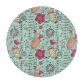 Cartoon floreel patroon met vogels snijplank (Voorkant)