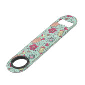 Cartoon floreel patroon met vogels speed flessenopener (Achterkant Gekanteld)