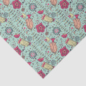 Cartoon floreel patroon met vogels tissuepapier (Detail)