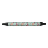Cartoon floreel patroon met vogels zwarte inkt pen (Voorkant)