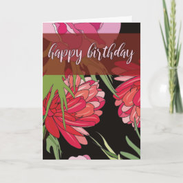 Cartoon Flowers Birthday Card Kaart