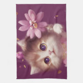 Cartoon fluffy baby kitten met grote ogen theedoek (Verticaal)