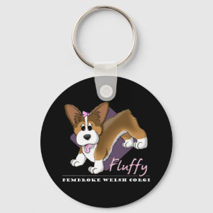 Cartoon Fluffy Pembroke Welsh Corgi Sleutelhanger