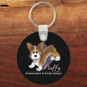 Cartoon Fluffy Pembroke Welsh Corgi Sleutelhanger (Voorkant)