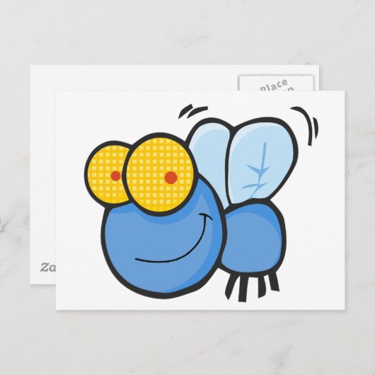 Cartoon Fly Briefkaart (Voorkant / Achterkant)