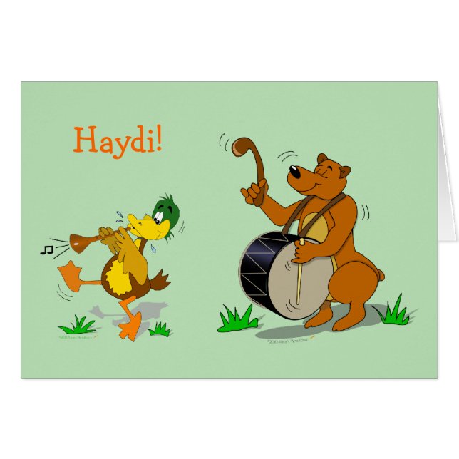 Cartoon Folk Dansende Animals Card Voeg Jouw tekst (Voorkant Horizontaal)