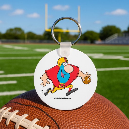Cartoon Football Player Sleutelhanger
