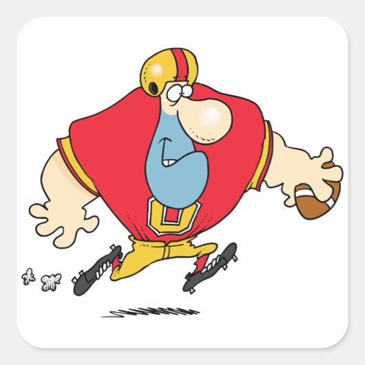 Cartoon Football Player Vierkante Sticker (Voorkant)