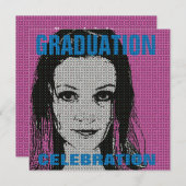 Cartoon Foto invoegen: 1 GraduPartij Uitnodiging (Voorkant / Achterkant)