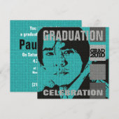 Cartoon Foto invoegen: 3 GraduPartij Uitnodiging (Voorkant / Achterkant)