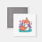 Cartoon Fox Bunny Rabbit Hug Friends Love Easter A Magneet (Voorkant / Achterkant)