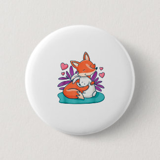 Cartoon Fox Bunny Rabbit Hug Friends Love Easter A Ronde Button 5,7 Cm