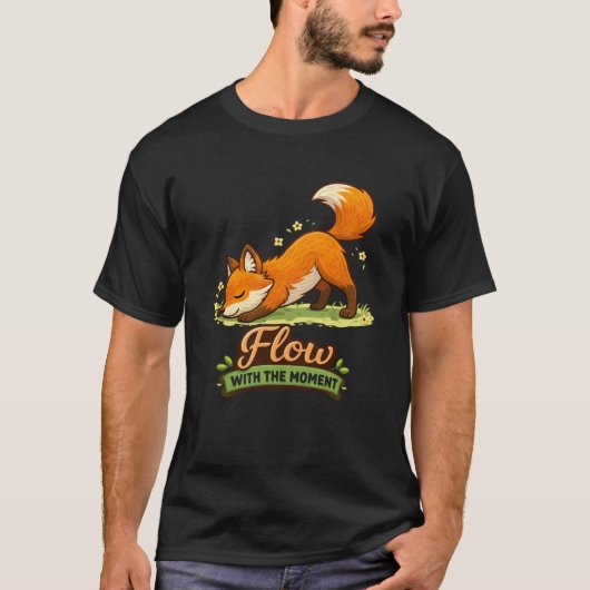 Cartoon Fox Downward Dog Yoga Design T-shirt (Voorkant)