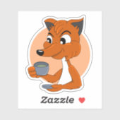 Cartoon fox drink thee - vinylsticker sticker (Vel)