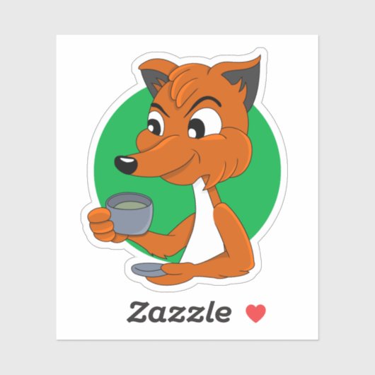 Cartoon fox drink thee - vinylsticker sticker (Vel)