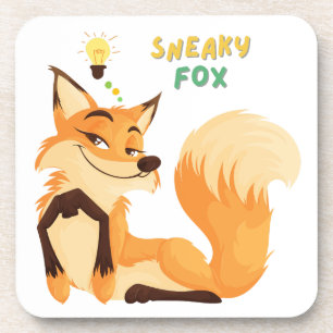Cartoon fox en een lange bossige staart bier onderzetter