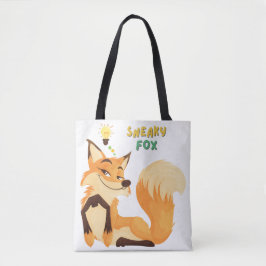 Cartoon fox en een lange bossige staart tote bag