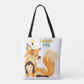 Cartoon fox en een lange bossige staart tote bag (Achterkant)