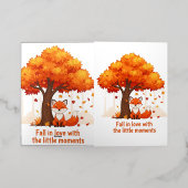 Cartoon Fox in het najaar met Herfst Quote Illustr Folie Wenskaart (Buiten Laag)