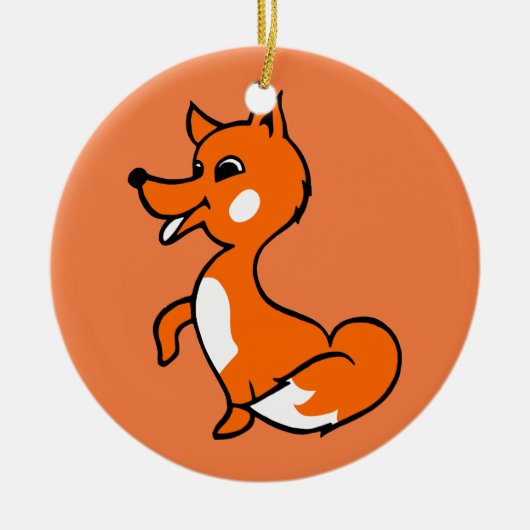 Cartoon Fox Keramisch Ornament (Voorkant)